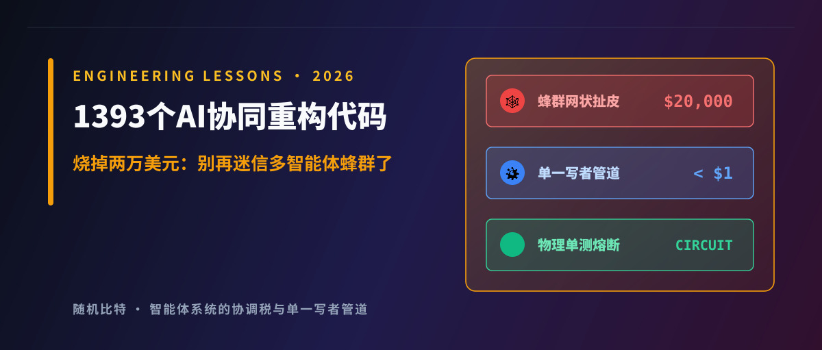 1393 个 AI 协同重构代码烧掉两万美元:别再迷信多智能体“蜂群”了