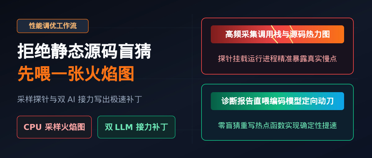 别再让大模型凭感觉改性能了:先喂一张火焰图,两个 AI 接力写出极速补丁