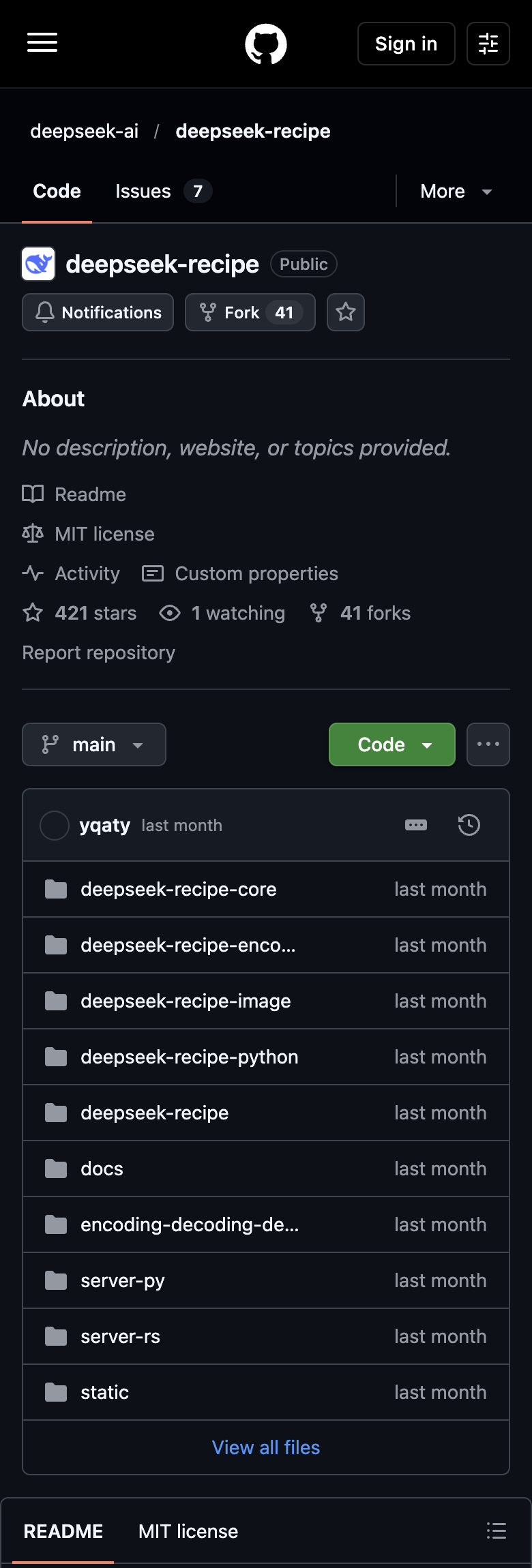 deepseek-ai/deepseek-recipe 官方仓库模块化目录结构