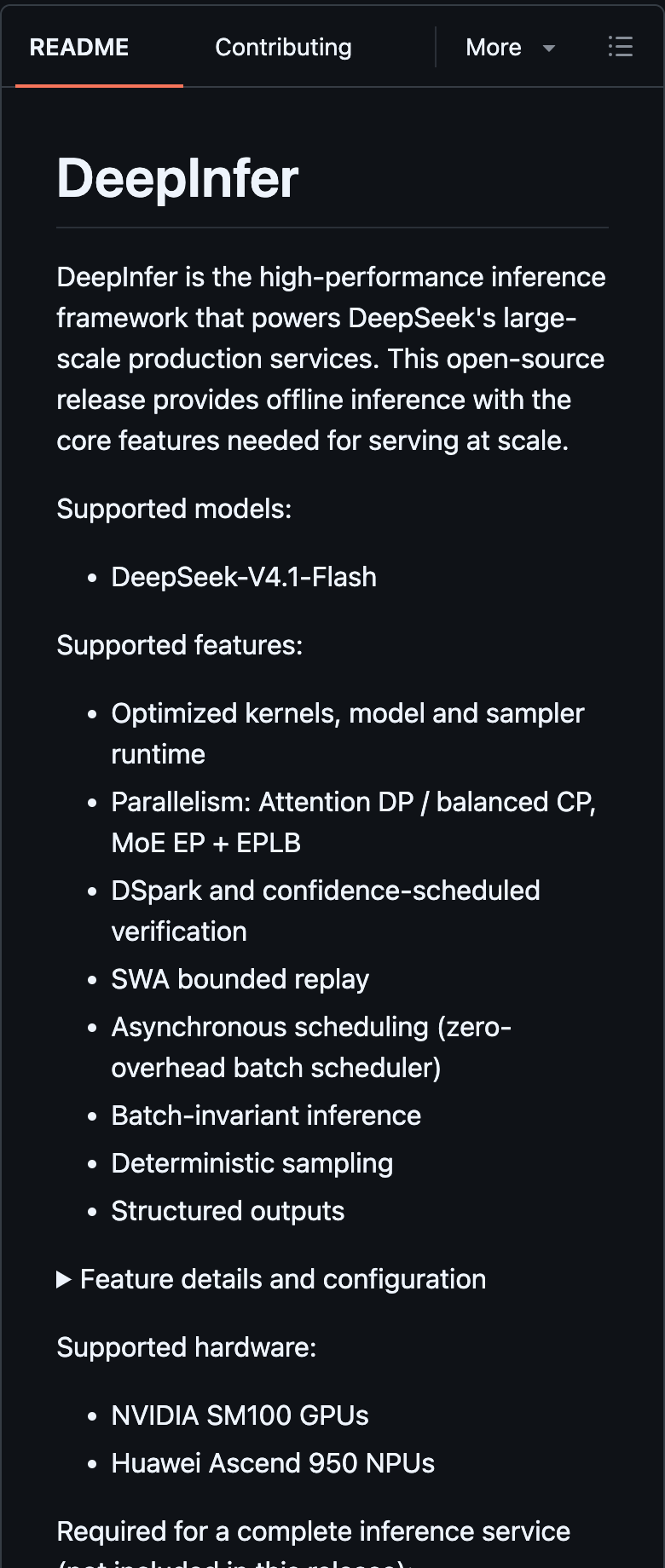 GitHub官方DeepSeek DeepInfer生产级推理框架开源仓库截图